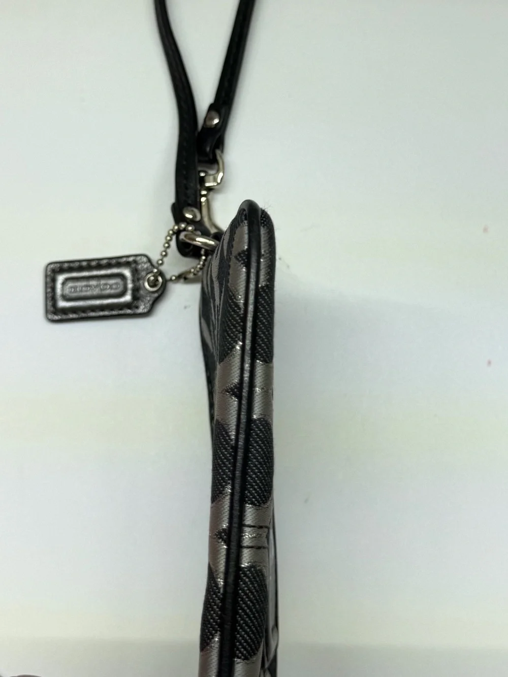 Coach Black & Gray Signature Wristlet Clutch